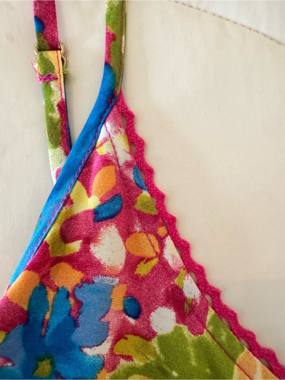 NATURAL LIFE Vivid Floral Spaghetti-Strap Babydoll Dress in Blue, Green & Pink - Picture 3 of 7